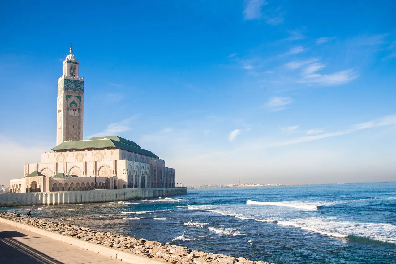 The Hassan II Mosque on the seafront in Casablanca