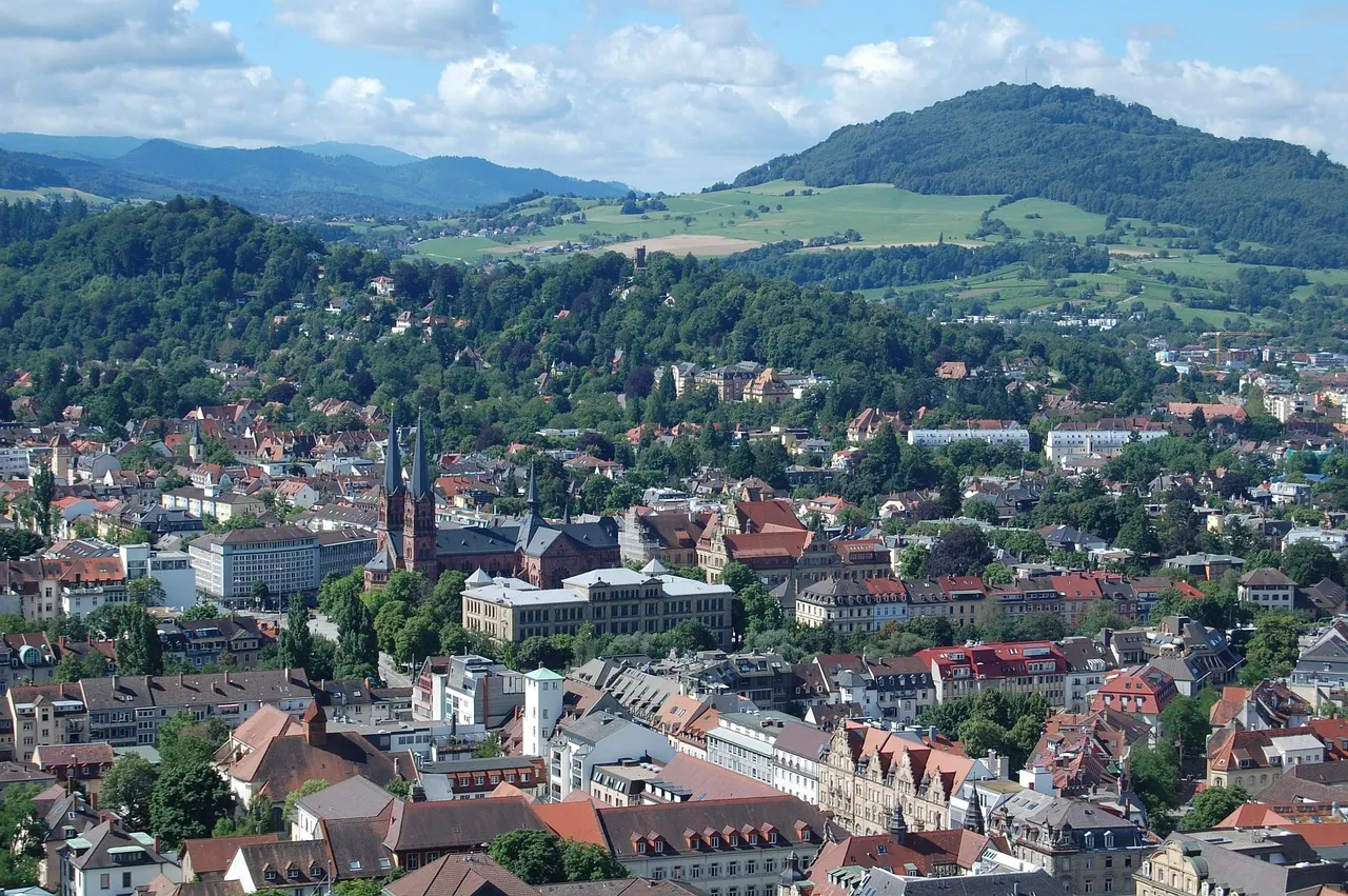 Häuser, die am Stadtrand die bewaldeten Hänge hinaufsteigen
