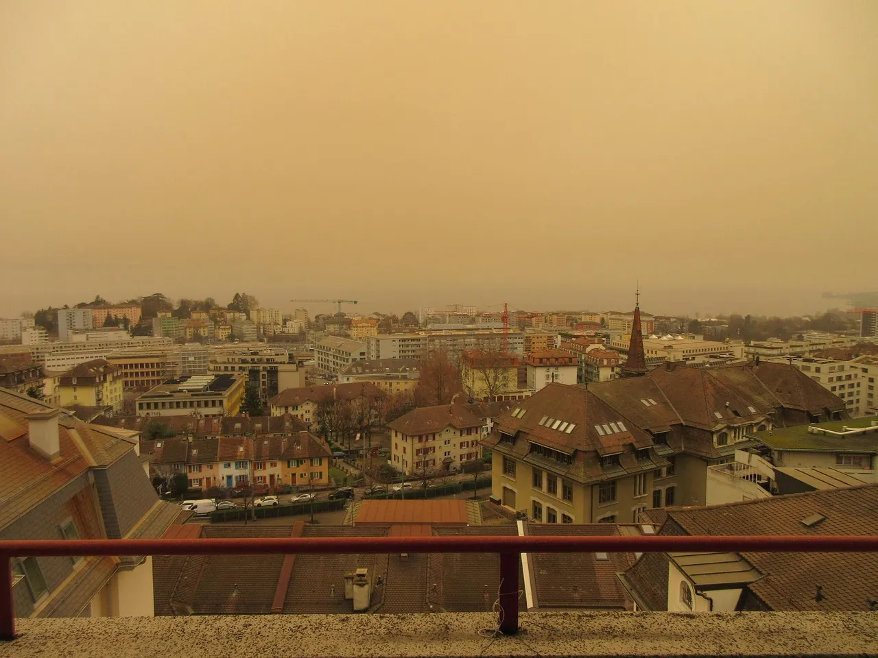 Rooftops of the city on a hazy day