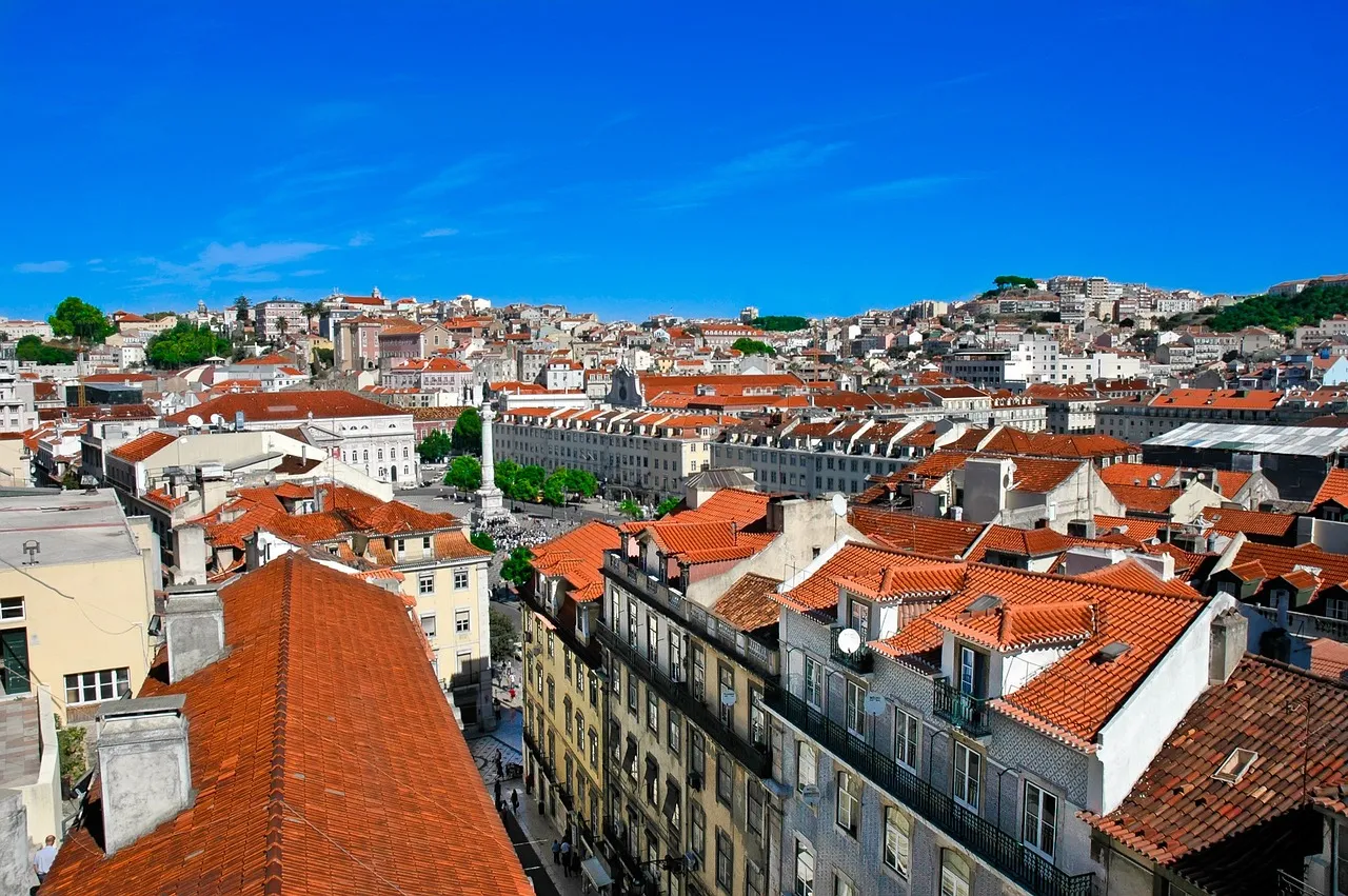 Los tejados rojos de Lisboa vistos desde arriba