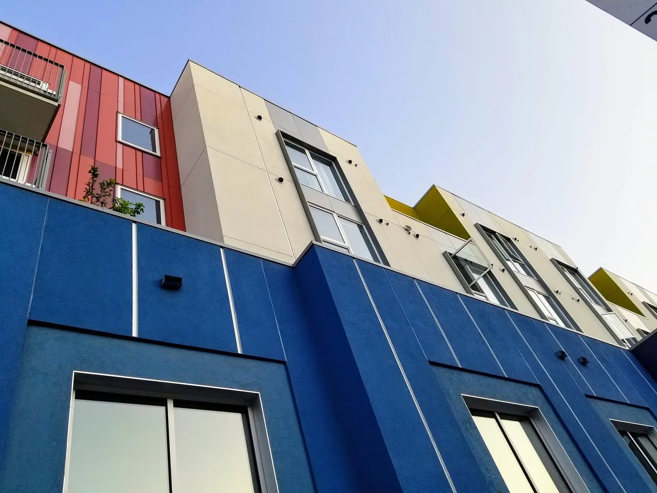 A new apartment building in bright colours