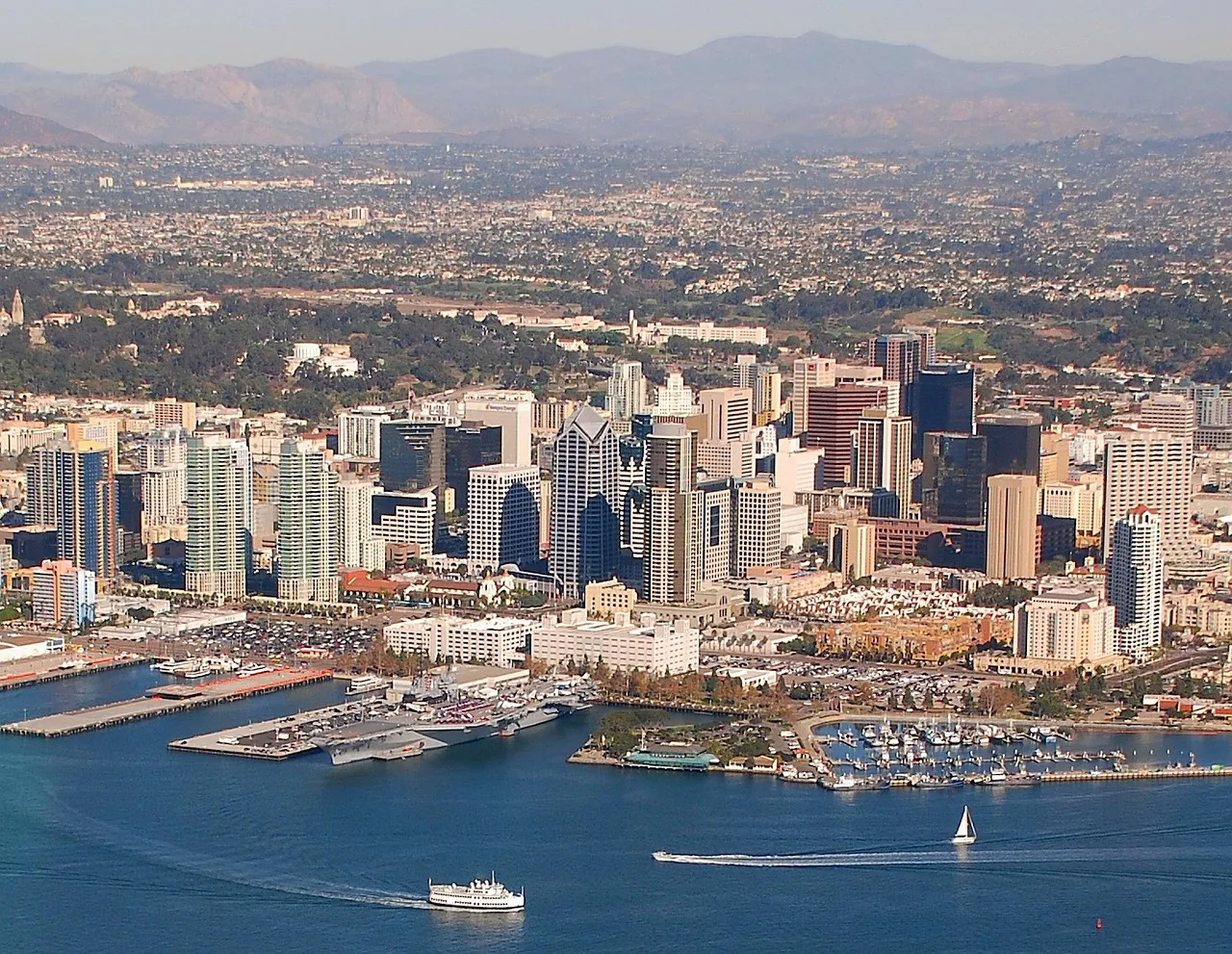 The city and its harbour from the air